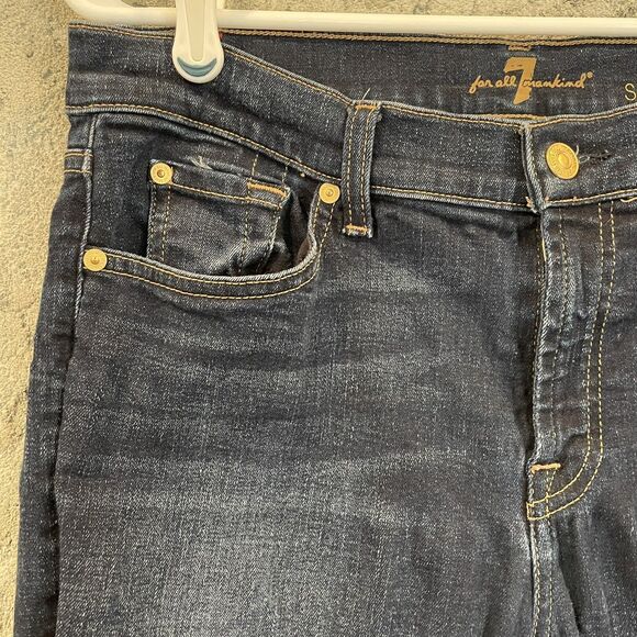 7 For All Mankind The Ankle Skinny Jeans Dark Wash Denim Blue Women Size 32 - Picture 3 of 8